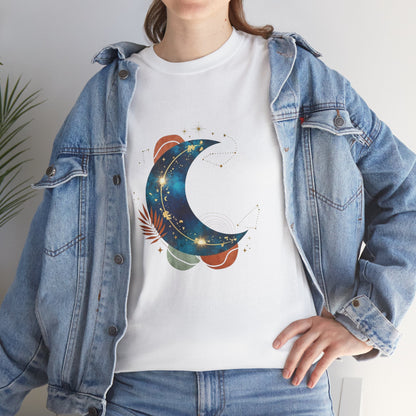 Celestial Moon Graphic Tee — Starry Crescent Night Shirt Boho Gift for Her