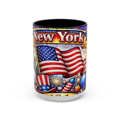 New York USA Accent Coffee Mug 15oz — Patriotic NYC Souvenir Gift Mug