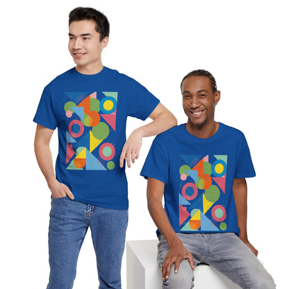 Geometric Color Block Tee — Abstract Shapes Graphic T-Shirt Retro Art