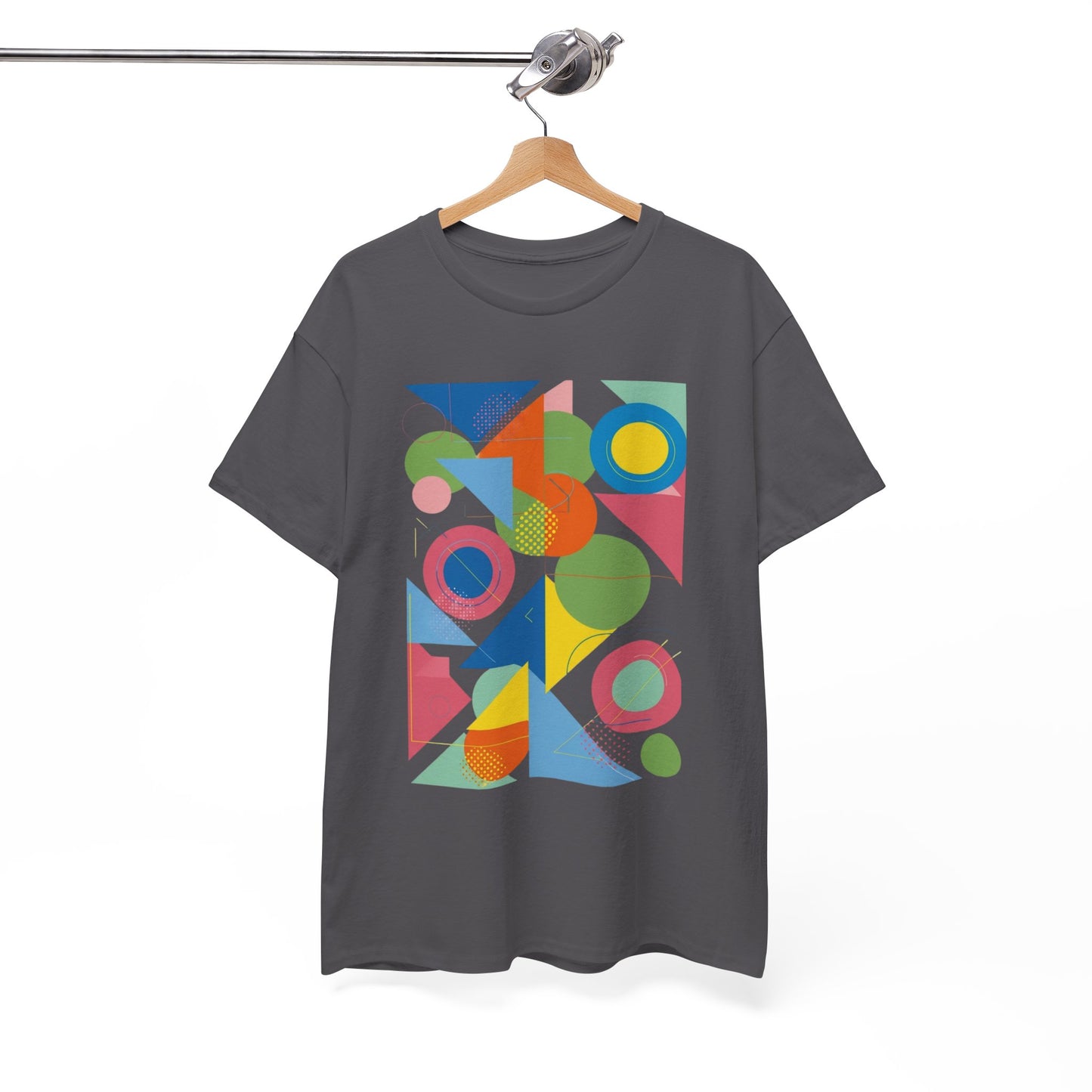 Geometric Color Block Tee — Abstract Shapes Graphic T-Shirt Retro Art