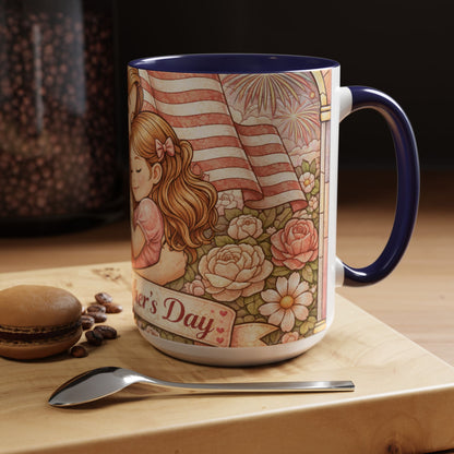 Mother's Day Floral Mug 15oz — Mom Daughter Sentimental Gift Accent Coffee Mug