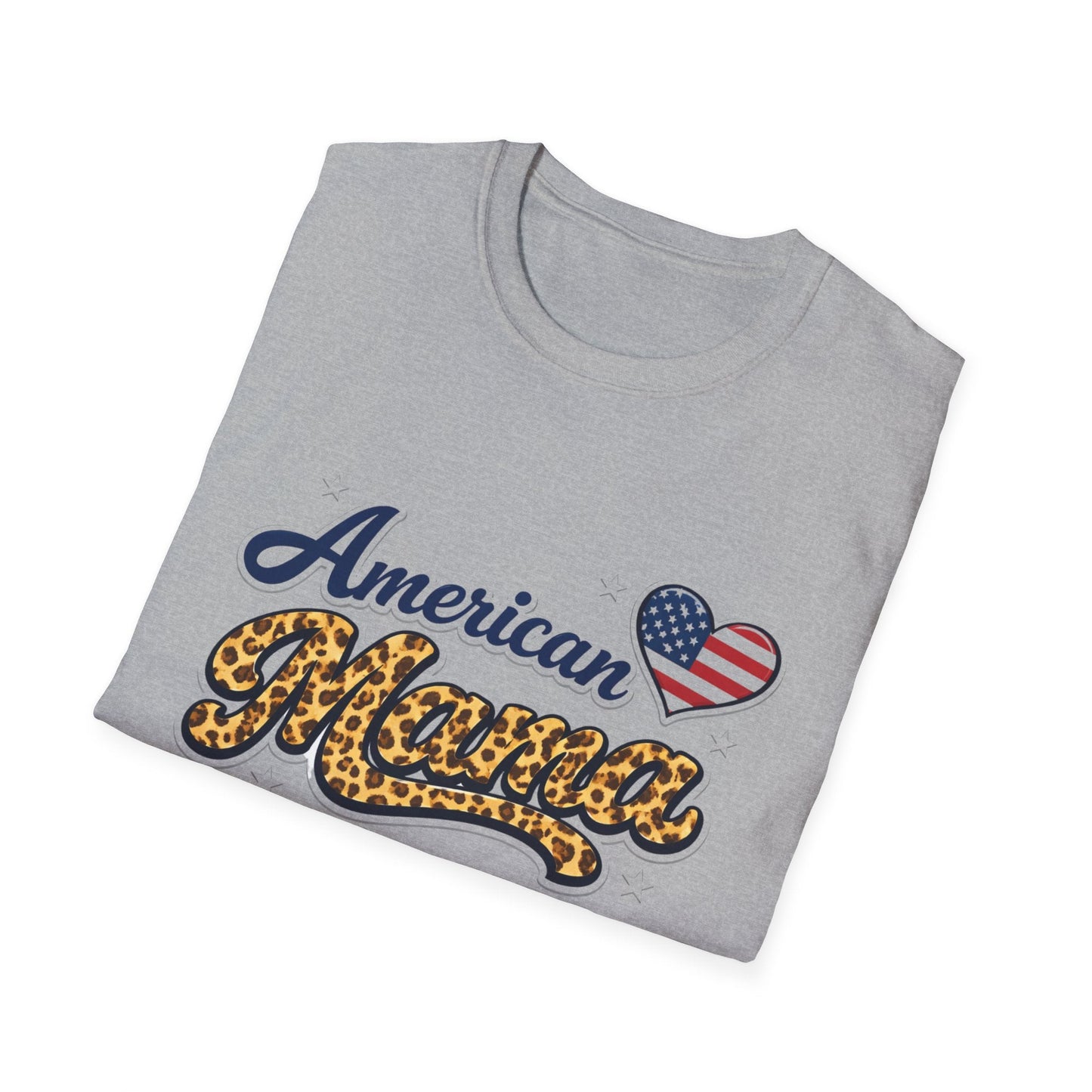 American Mama T-Shirt — Patriotic Leopard Heart Graphic Tee | Mother's Day Gift