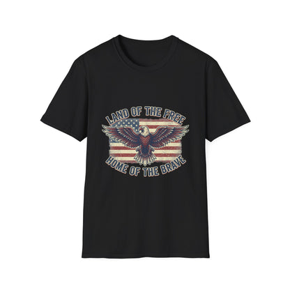 Patriotic Eagle T-Shirt – "Land of the Free, Home of the Brave" Vintage USA Tee