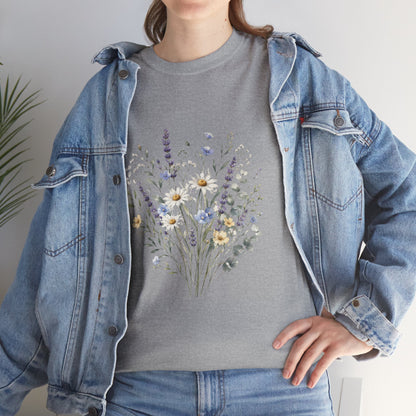 Wildflower Bouquet Tee Women | Lavender Daisy Botanical Floral Shirt