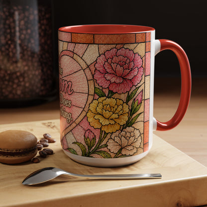 Mother's Day Mug 15oz Mom Who Does Everything Floral Stained Glass Gift for Her