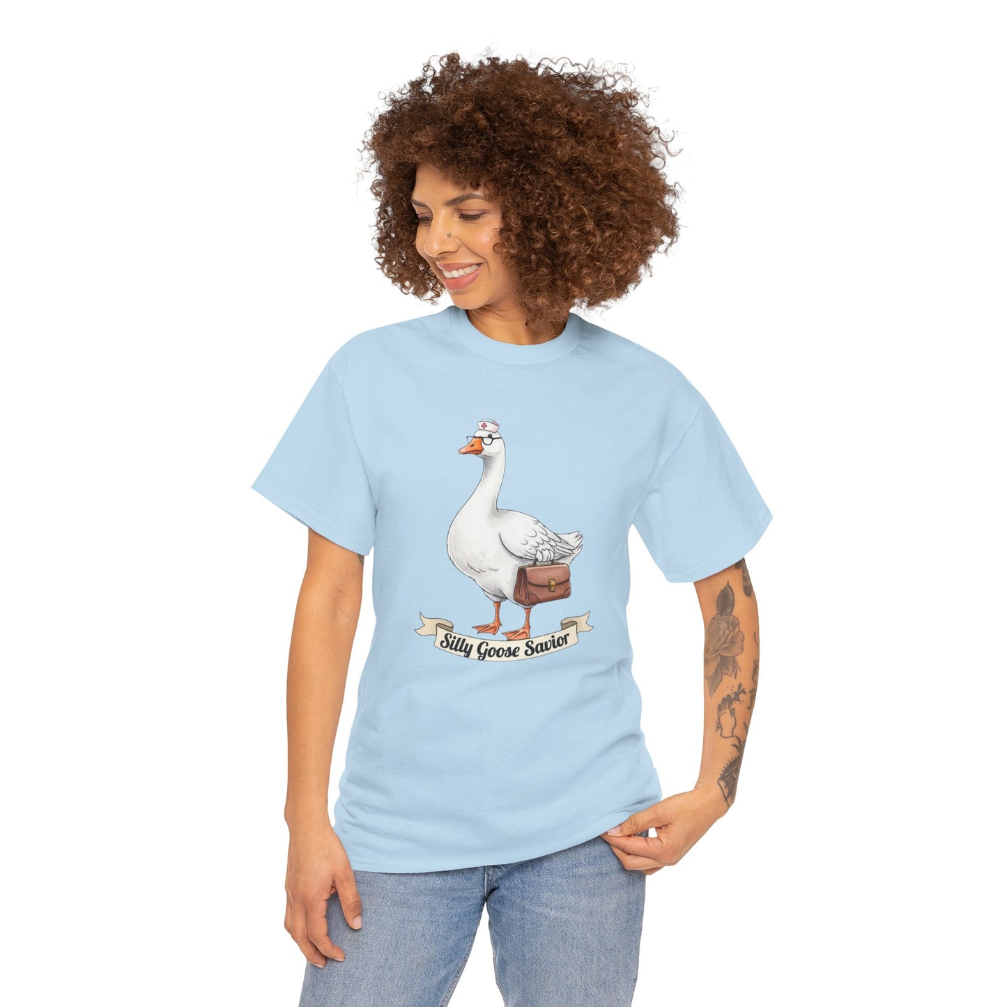 Goose Savior T-Shirt — Vintage Illustrated Goose Tee Whimsical Animal Gift