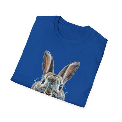 Bunny in Glasses T-Shirt — Cute Rabbit with Blue Bow Tee