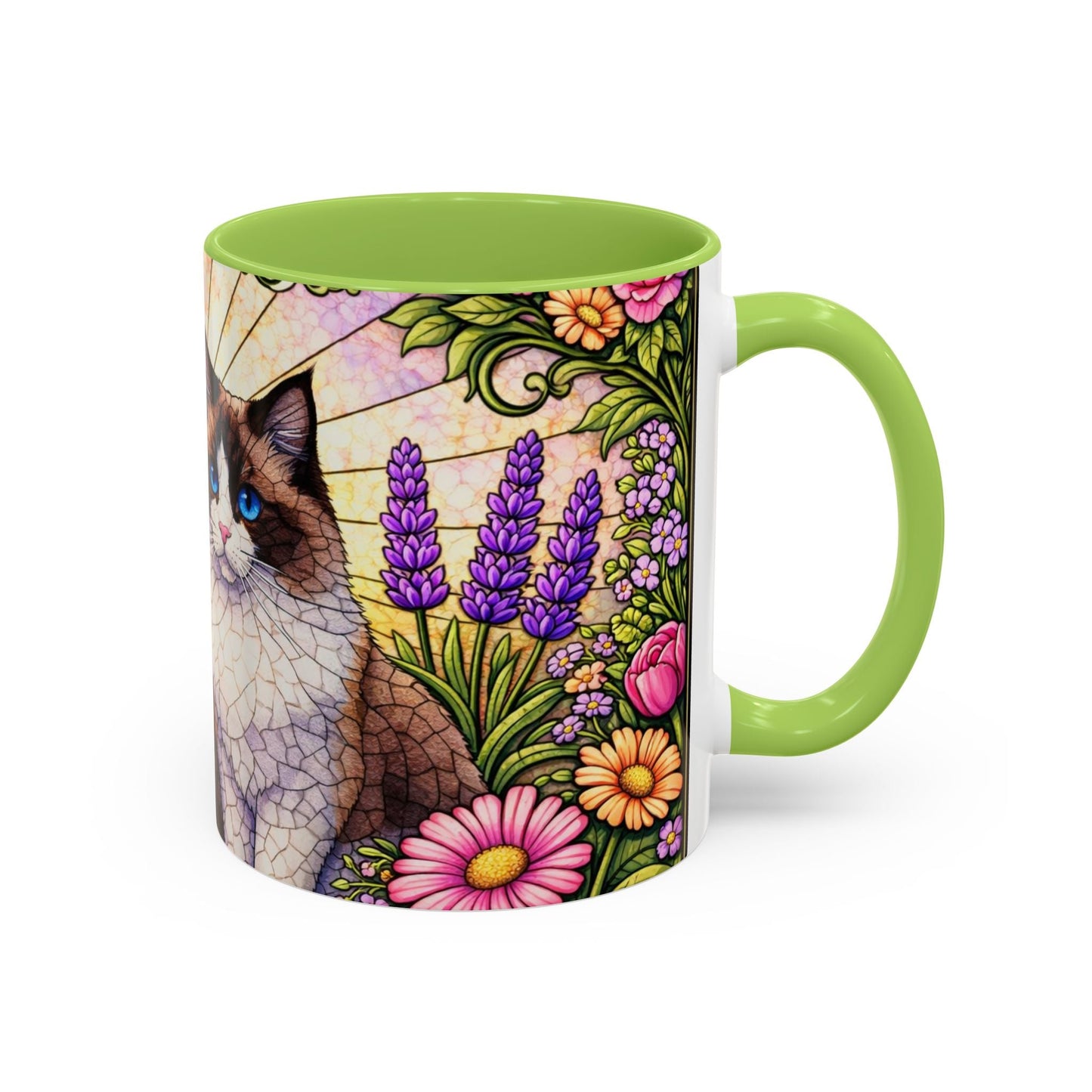 Ragdoll Cats Floral Accent Coffee Mug – Blue-Eyed Cat Art, 11/15oz