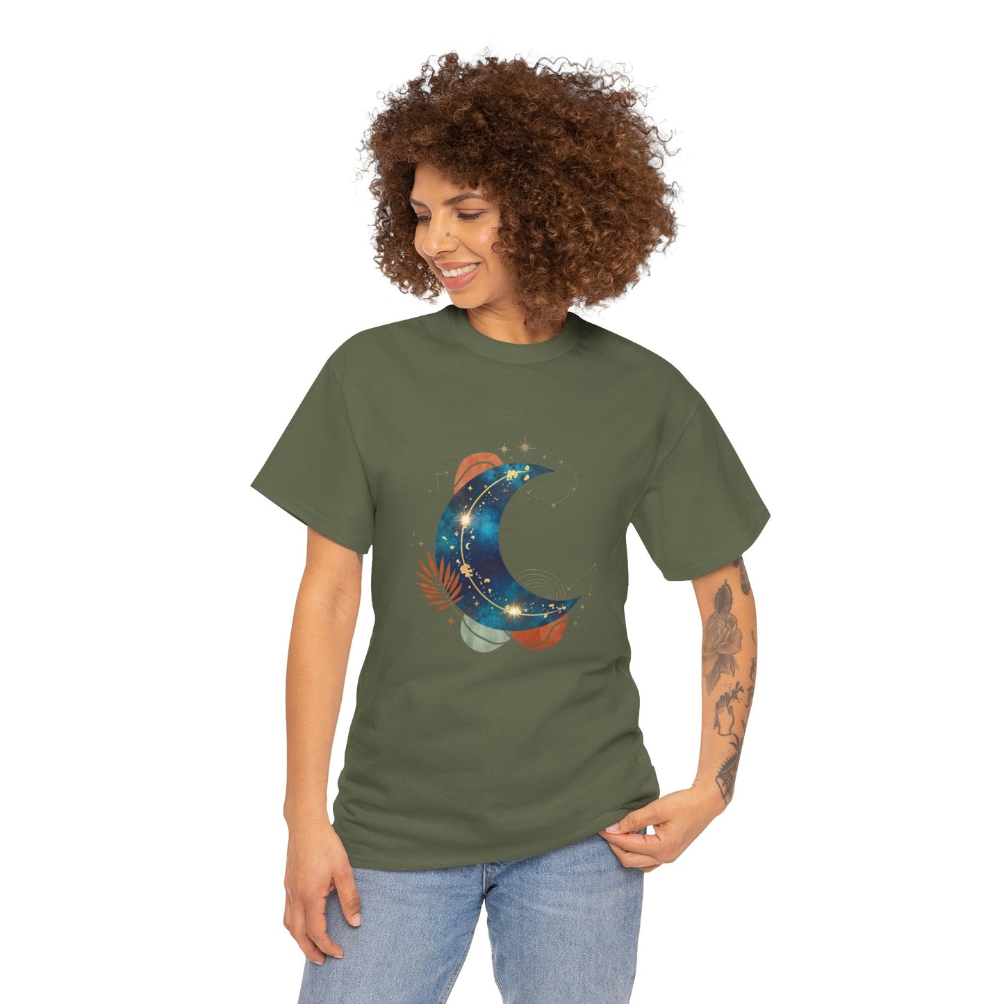 Celestial Moon Graphic Tee — Starry Crescent Night Shirt Boho Gift for Her