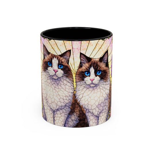 Ragdoll Cats Floral Accent Coffee Mug – Blue-Eyed Cat Art, 11/15oz