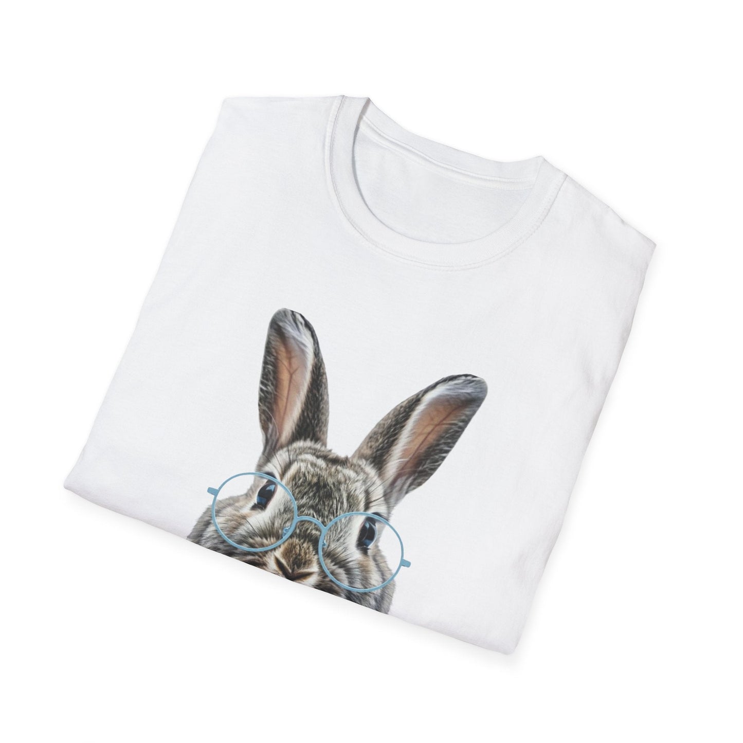 Bunny in Glasses T-Shirt — Cute Rabbit with Blue Bow Tee
