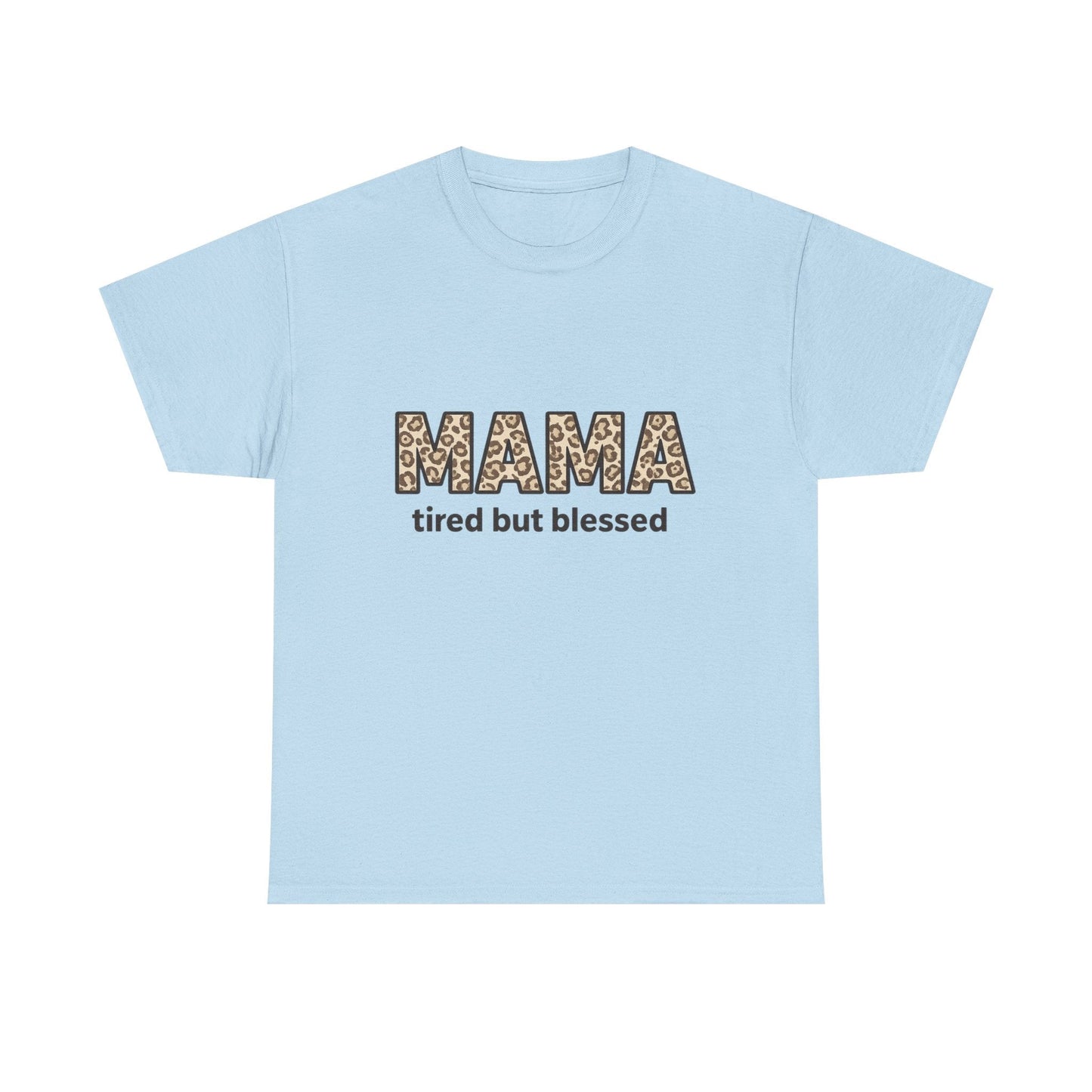 Tired But Blessed Mama Leopard Tee – Mother's Day Gift