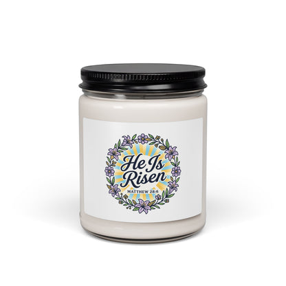 He Is Risen Soy Candle, 9oz | Christian Easter, Resurrection Scripture