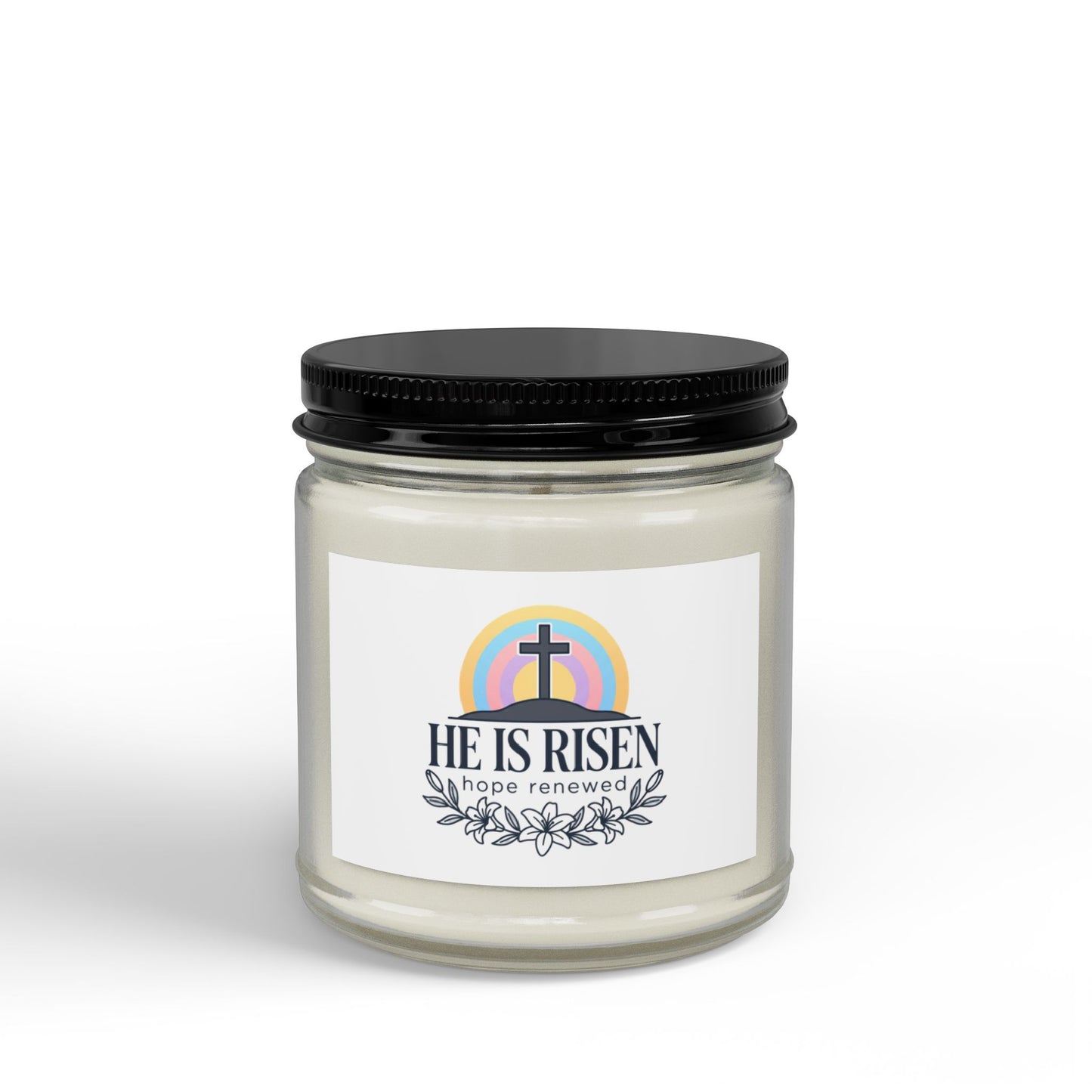 Easter Soy Candle — “He Is Risen” Scented Jar (4oz & 9oz)
