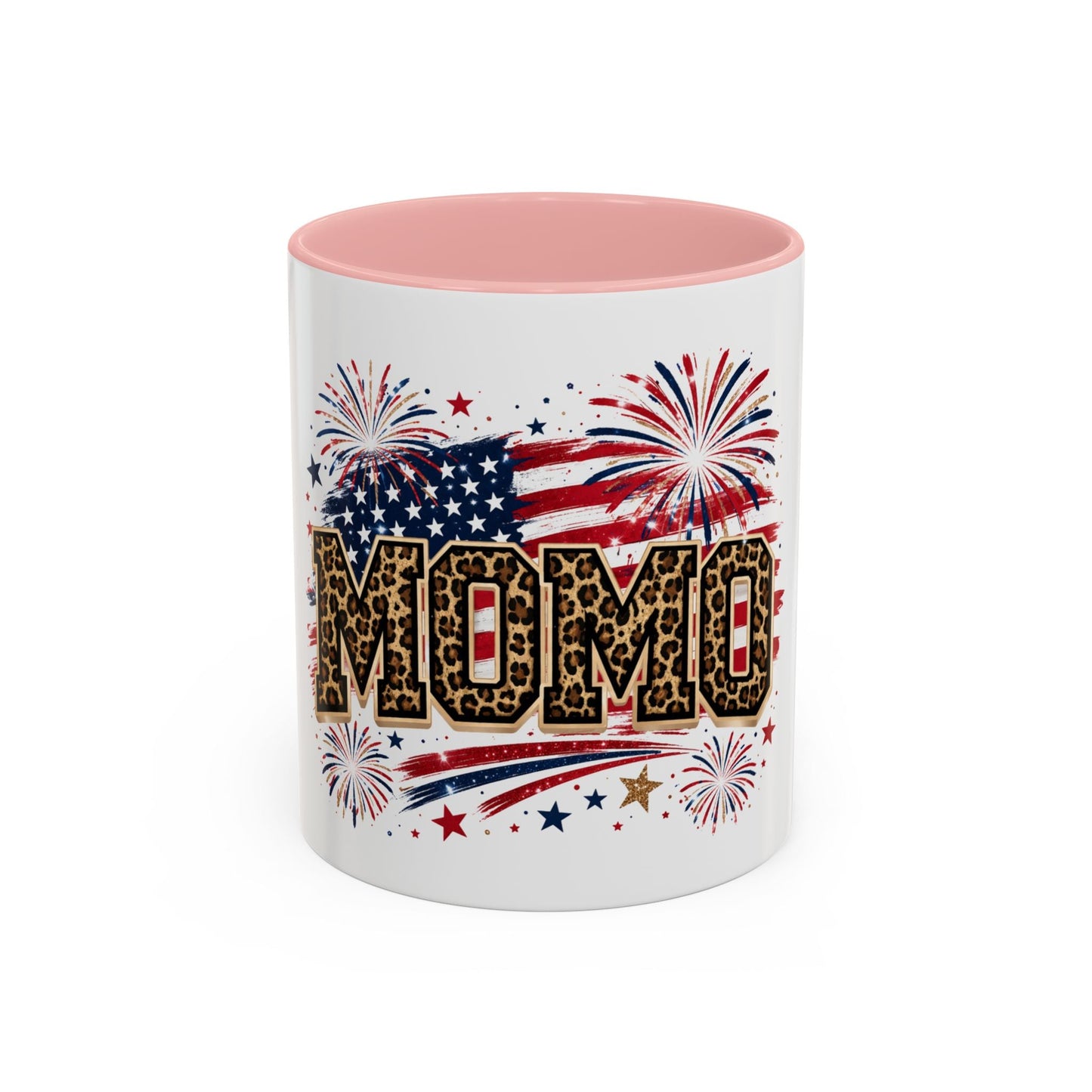 Leopard Print Patriotic Accent Coffee Mug — Fourth of July Gift for Mom (11/15oz)
