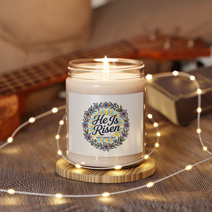 He Is Risen Soy Candle, 9oz | Christian Easter, Resurrection Scripture