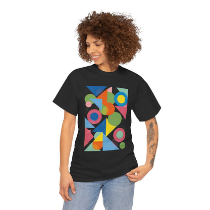Geometric Color Block Tee — Abstract Shapes Graphic T-Shirt Retro Art