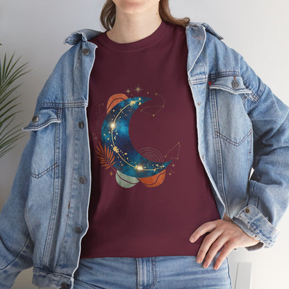 Celestial Moon Graphic Tee — Starry Crescent Night Shirt Boho Gift for Her