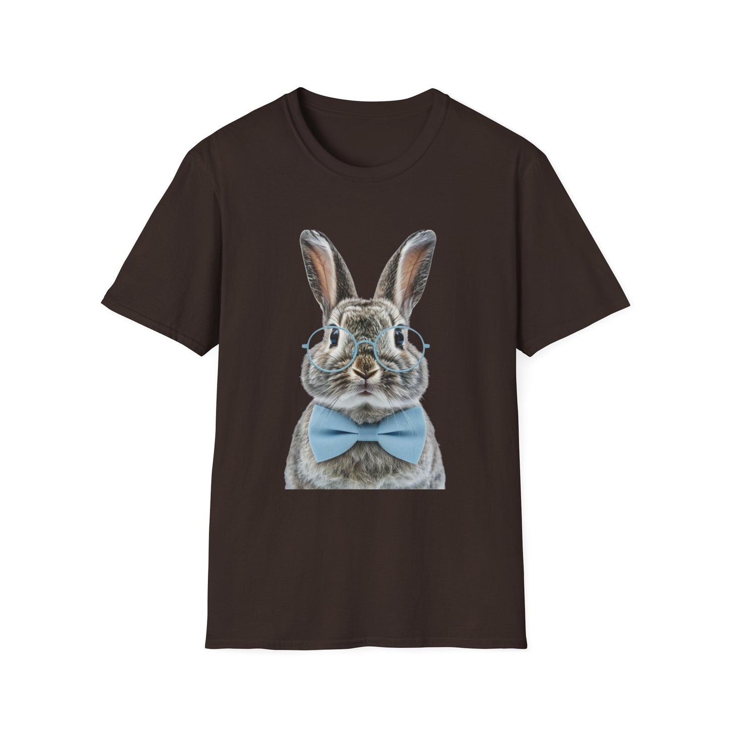 Bunny in Glasses T-Shirt — Cute Rabbit with Blue Bow Tee