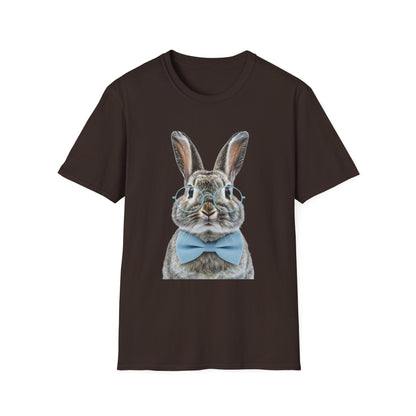 Bunny in Glasses T-Shirt — Cute Rabbit with Blue Bow Tee
