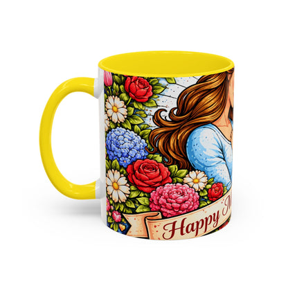 Mother's Day Floral Accent Coffee Mug — Mom & Daughter Gift (11oz)