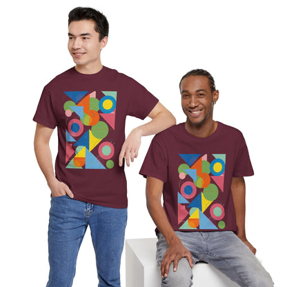 Geometric Color Block Tee — Abstract Shapes Graphic T-Shirt Retro Art