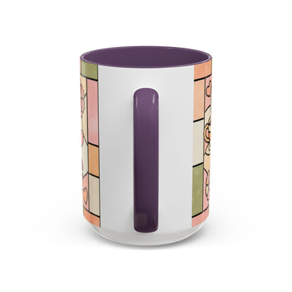 Mother's Day Gift Mom Coffee Mug 15oz Powered by Coffee Love Floral Stained Glass