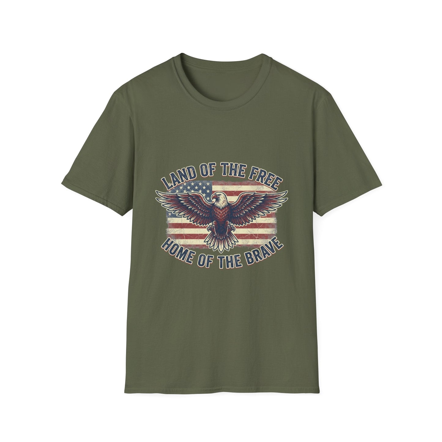 Patriotic Eagle T-Shirt – "Land of the Free, Home of the Brave" Vintage USA Tee