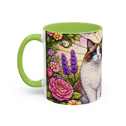 Ragdoll Cats Floral Accent Coffee Mug – Blue-Eyed Cat Art, 11/15oz