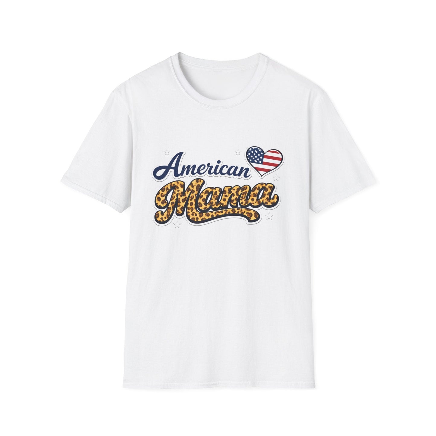 American Mama T-Shirt — Patriotic Leopard Heart Graphic Tee | Mother's Day Gift