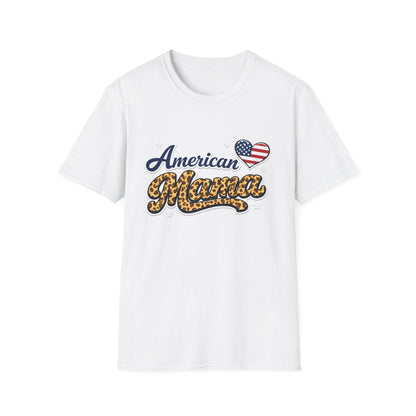 American Mama T-Shirt — Patriotic Leopard Heart Graphic Tee | Mother's Day Gift