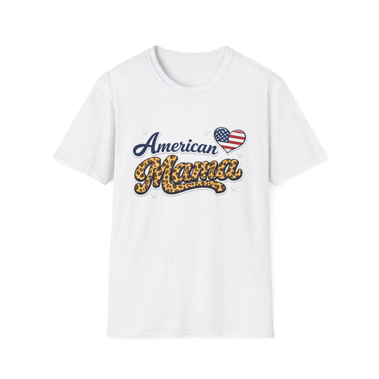 American Mama T-Shirt — Patriotic Leopard Heart Graphic Tee | Mother's Day Gift