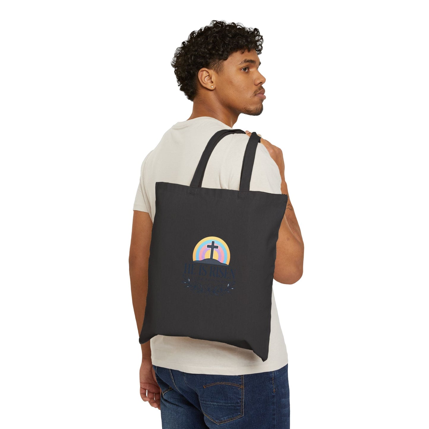 He Is Risen Tote | Cotton Canvas Tote, Christian Easter Resurrection Scripture