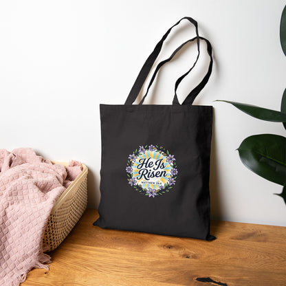 He Is Risen Tote, Christian Easter Canvas Tote | Resurrection, Scripture