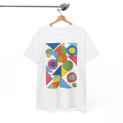 Geometric Color Block Tee — Abstract Shapes Graphic T-Shirt Retro Art
