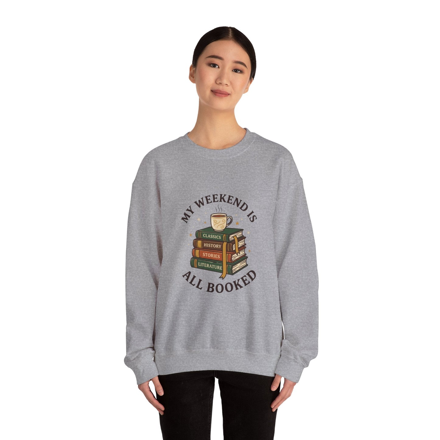 All Booked Stack of Books Sweatshirt | Book Lover, Cozy Reader