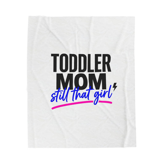 Toddler Mom Velveteen Plush Blanket | Minimal Typographic Mom, Mother’s Day Mom Identity