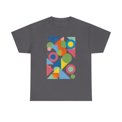 Geometric Color Block Tee — Abstract Shapes Graphic T-Shirt Retro Art
