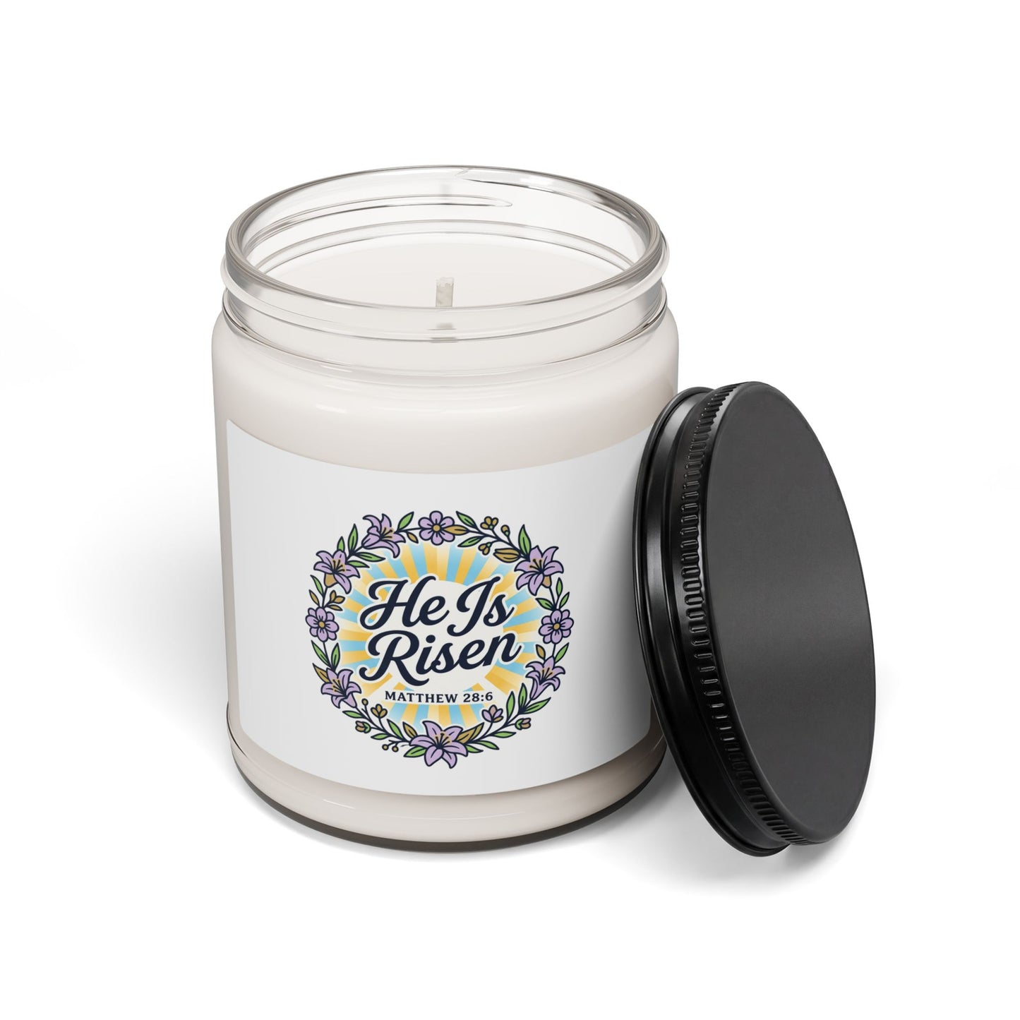 He Is Risen Soy Candle, 9oz | Christian Easter, Resurrection Scripture