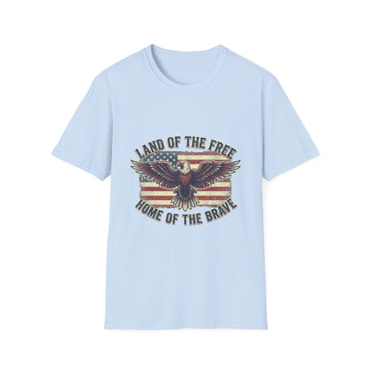Patriotic Eagle T-Shirt – "Land of the Free, Home of the Brave" Vintage USA Tee