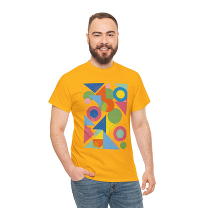 Geometric Color Block Tee — Abstract Shapes Graphic T-Shirt Retro Art