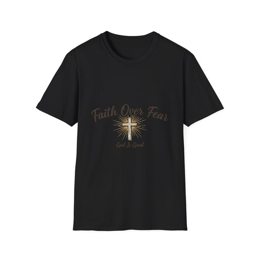 Faith Over Fear T-Shirt — "God Is Good" Cross Christian Tee