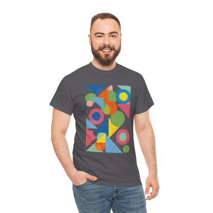 Geometric Color Block Tee — Abstract Shapes Graphic T-Shirt Retro Art
