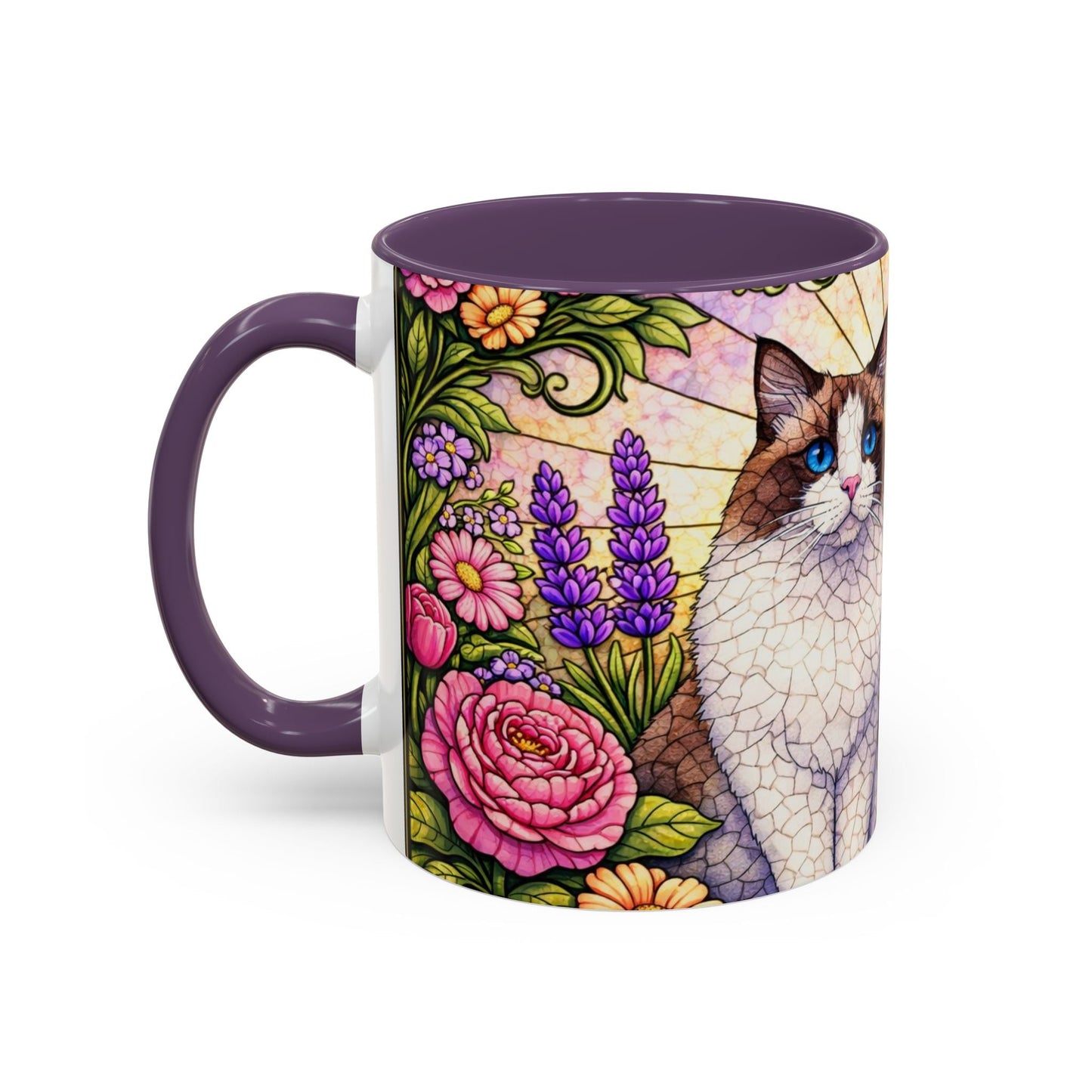 Ragdoll Cats Floral Accent Coffee Mug – Blue-Eyed Cat Art, 11/15oz