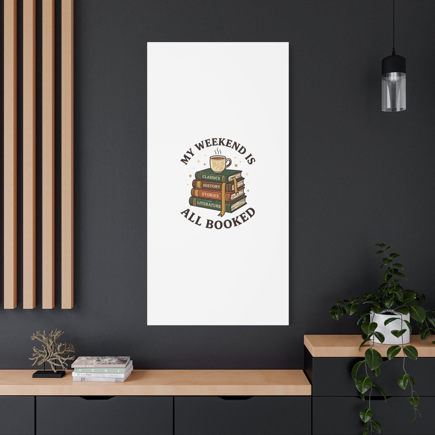 All Booked Stack of Books Canvas | Book Lover, Cozy Reader Decor