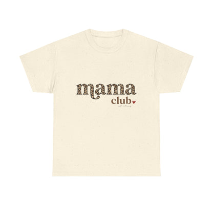 Mama Club T-Shirt — Leopard Print 'mama club' Graphic Tee with Heart