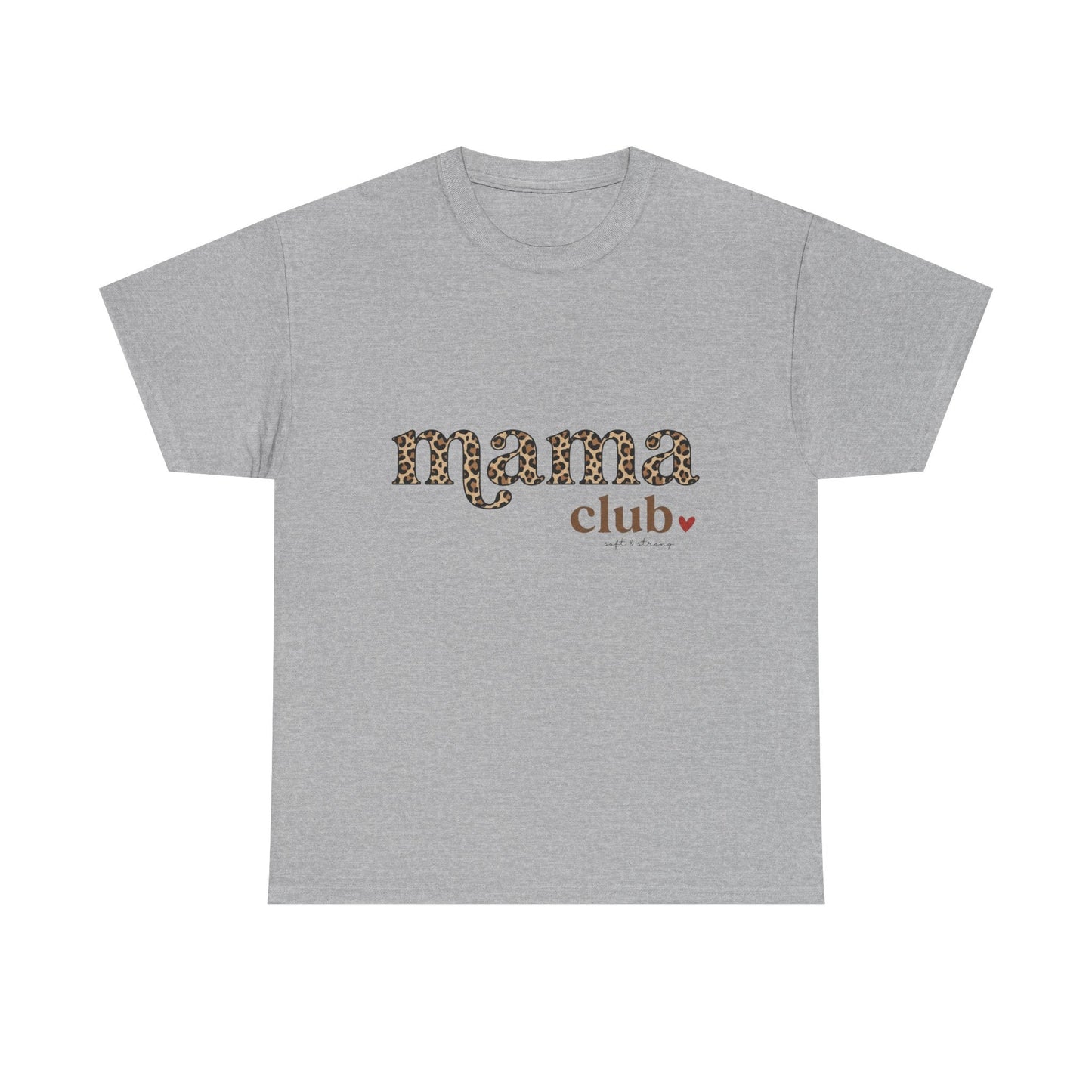 Mama Club T-Shirt — Leopard Print 'mama club' Graphic Tee with Heart