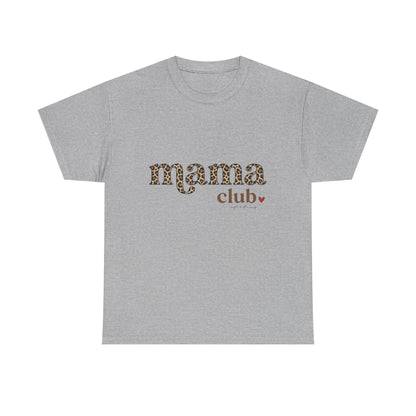 Mama Club T-Shirt — Leopard Print 'mama club' Graphic Tee with Heart