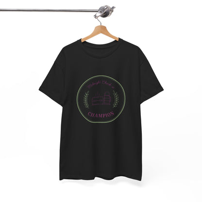 Champion of Midnight Snack T-Shirt — Funny Cozy Graphic Tee Relaxation Gift