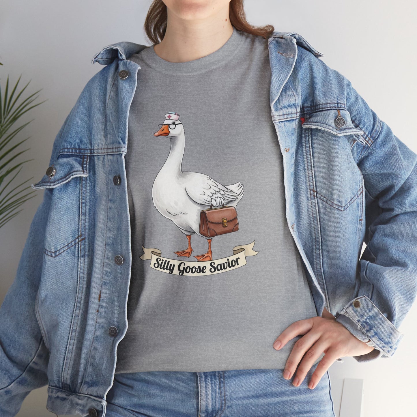 Goose Savior T-Shirt — Vintage Illustrated Goose Tee Whimsical Animal Gift